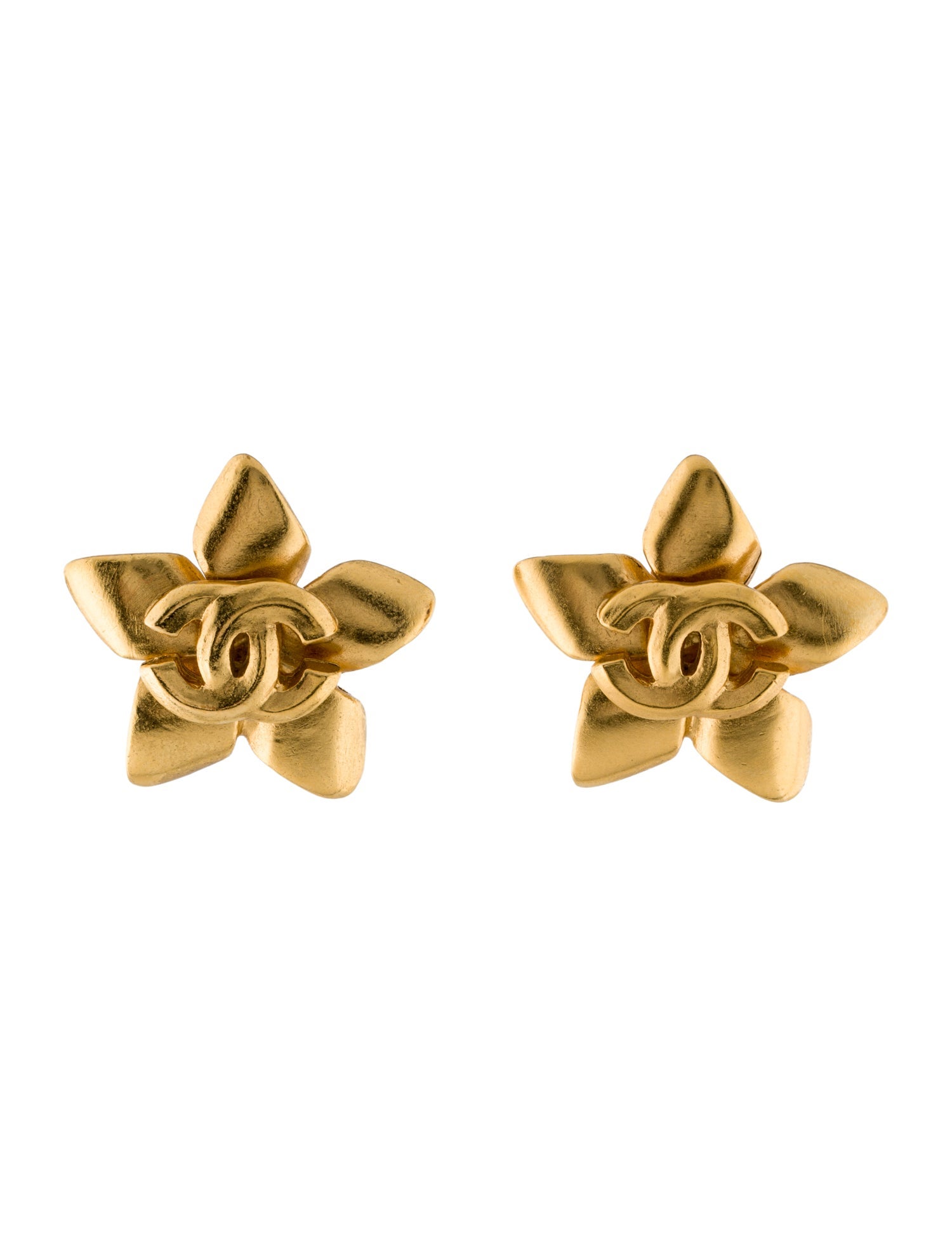 Chanel Vintage CC Flower Clip-On Earrings