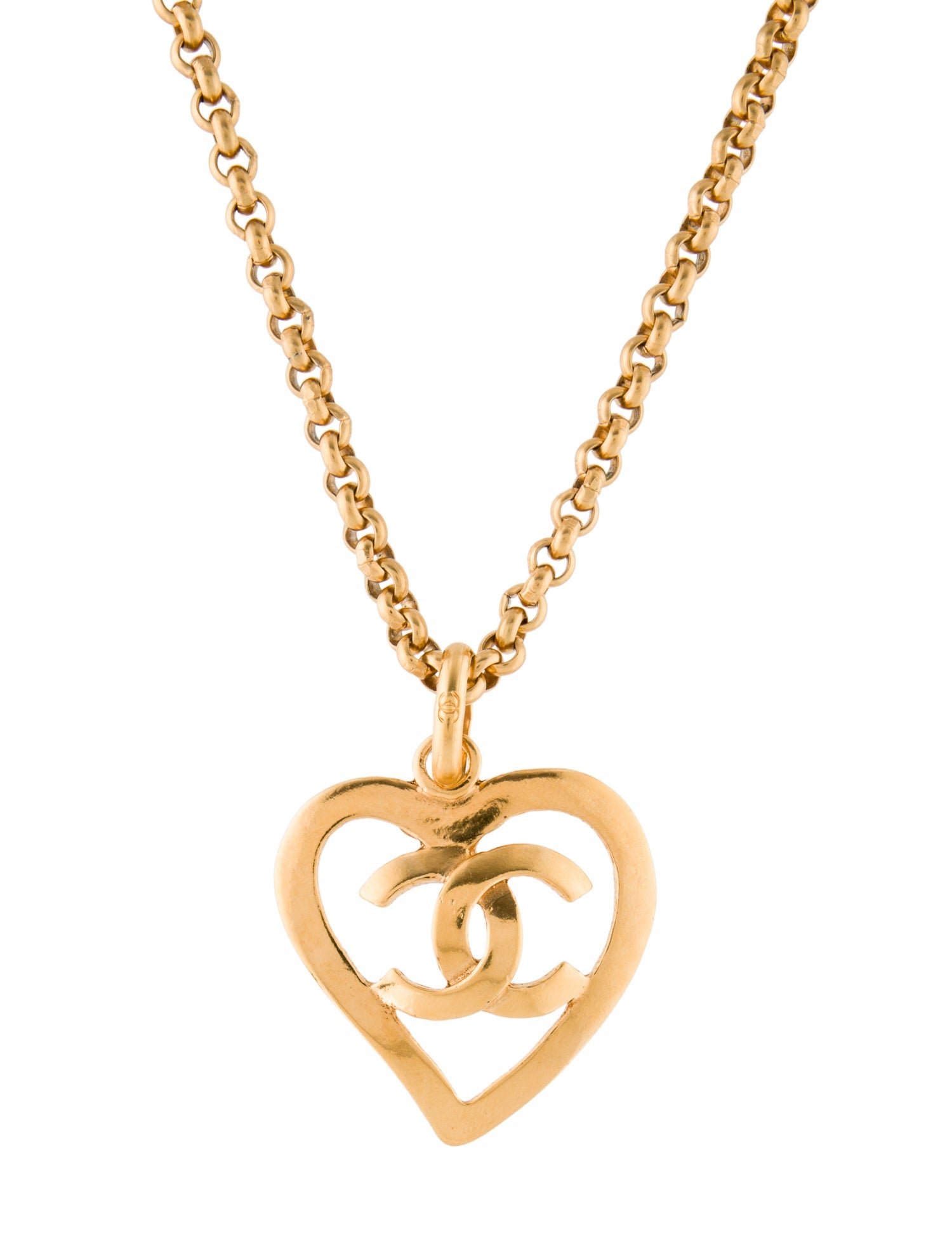 Chanel Vintage CC Heart Pendant Necklace