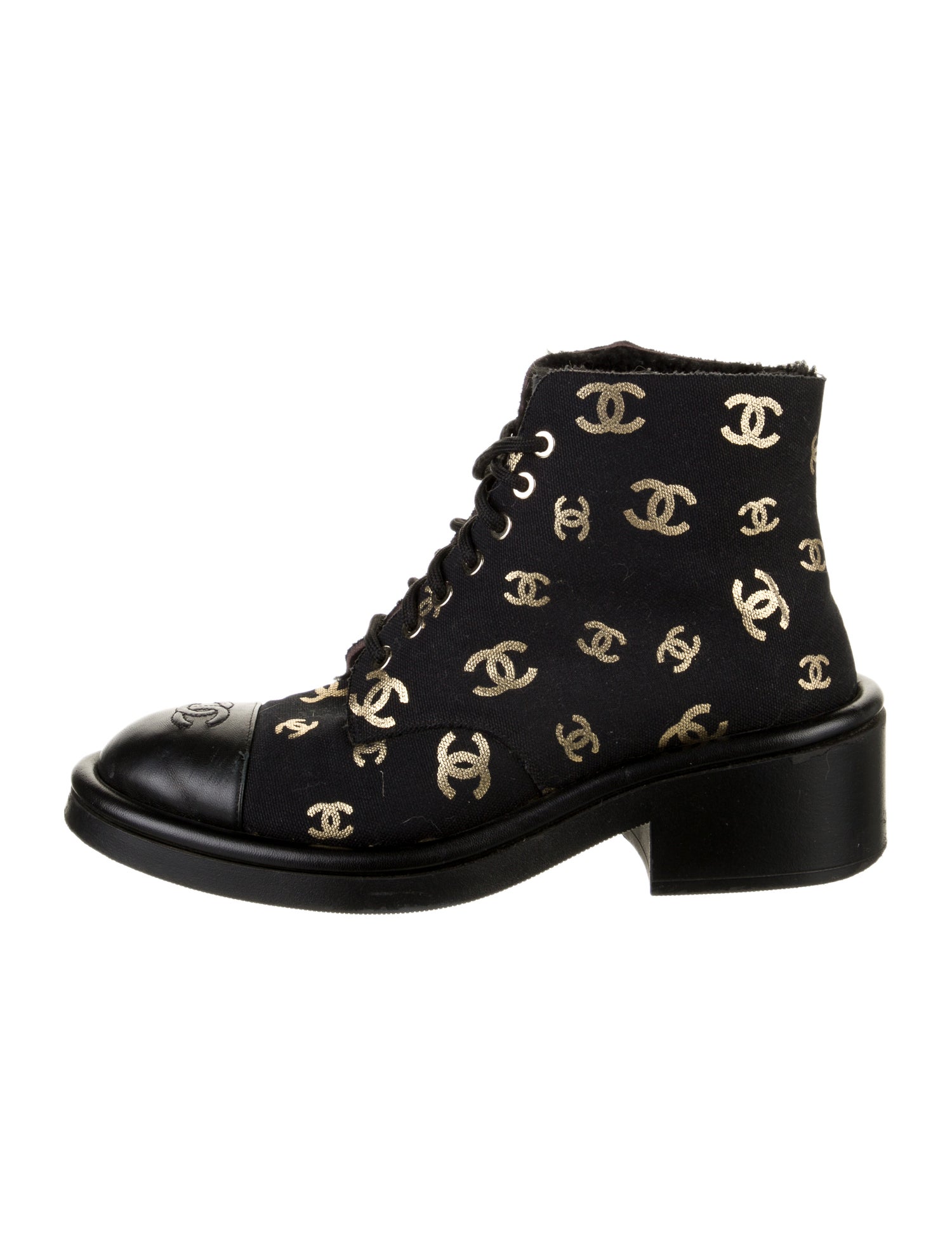Chanel 2022 Interlocking CC Logo Combat Boots