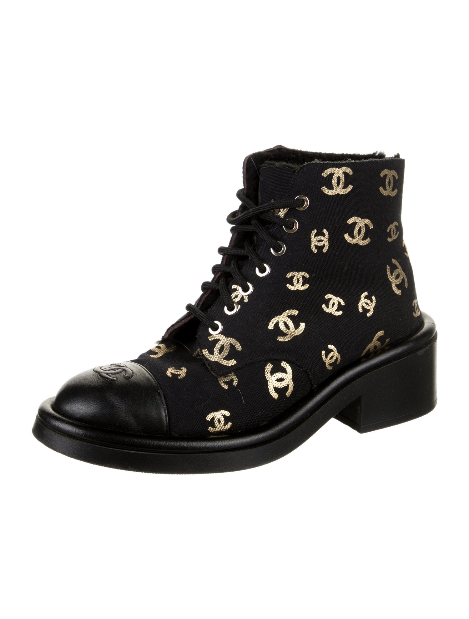 Chanel 2022 Interlocking CC Logo Combat Boots