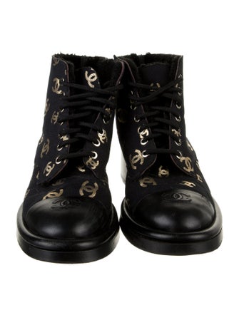 Chanel 2022 Interlocking CC Logo Combat Boots