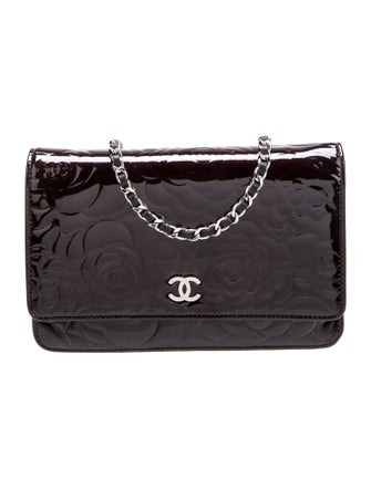 Chanel Patent Camellia Wallet On Chain