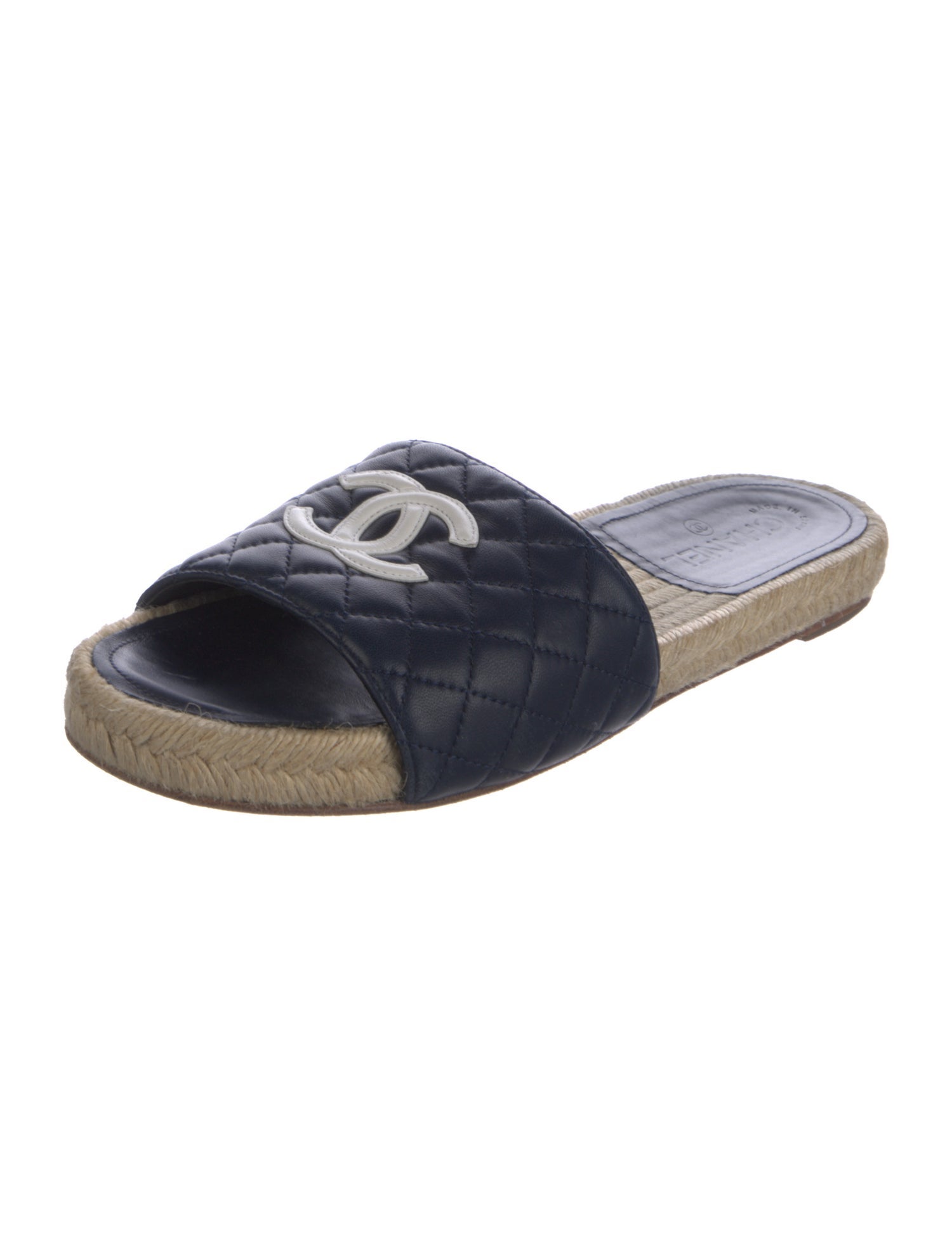 Chanel Interlocking CC Logo Leather Espadrilles