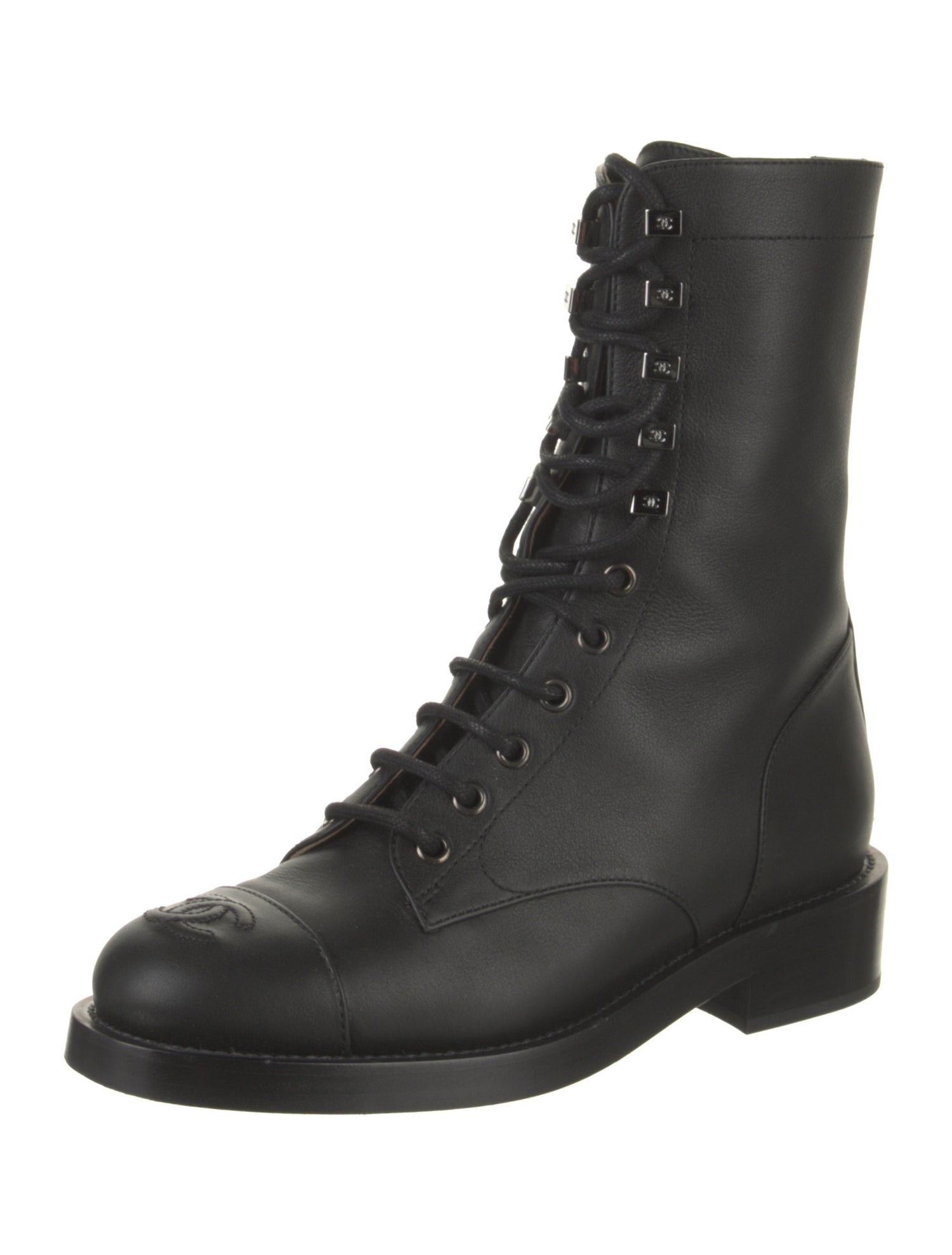 Chanel 2020 Interlocking CC Logo Combat Boots