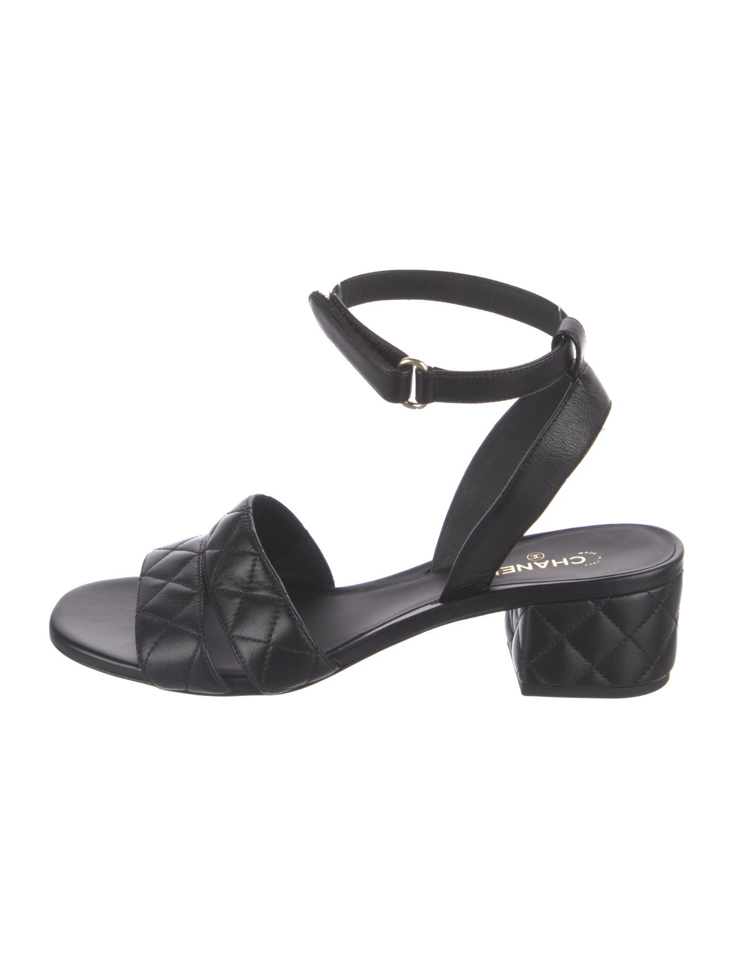Chanel Interlocking CC Logo Leather Slingback Sandals