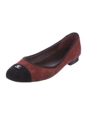 Chanel Interlocking CC Logo Suede Ballet Flats
