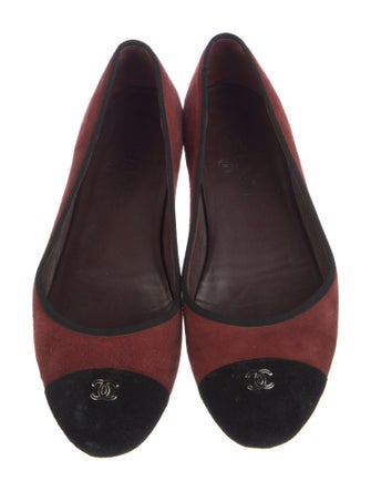 Chanel Interlocking CC Logo Suede Ballet Flats