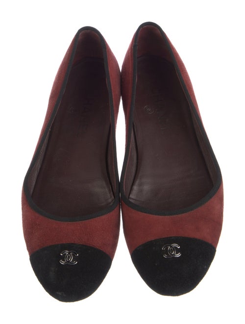 Chanel Interlocking CC Logo Suede Ballet Flats
