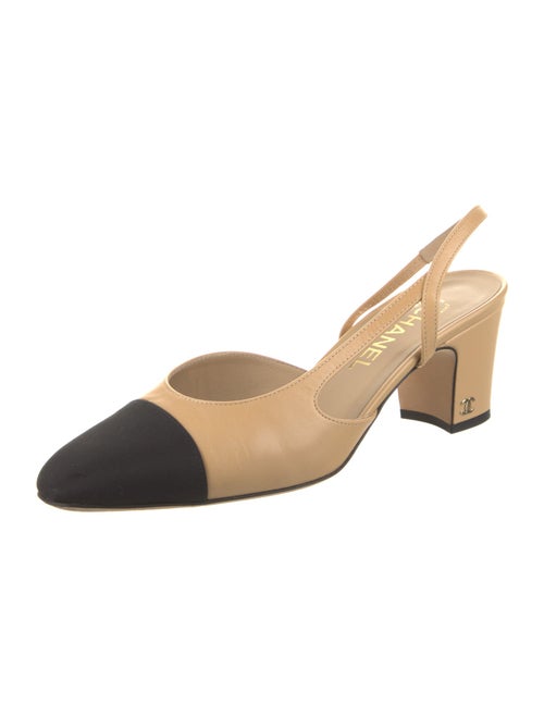 Chanel Interlocking CC Logo Goat Leather Slingback Pumps