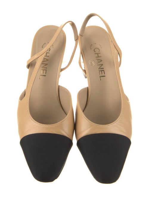 Chanel Interlocking CC Logo Goat Leather Slingback Pumps