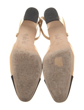 Chanel Interlocking CC Logo Goat Leather Slingback Pumps