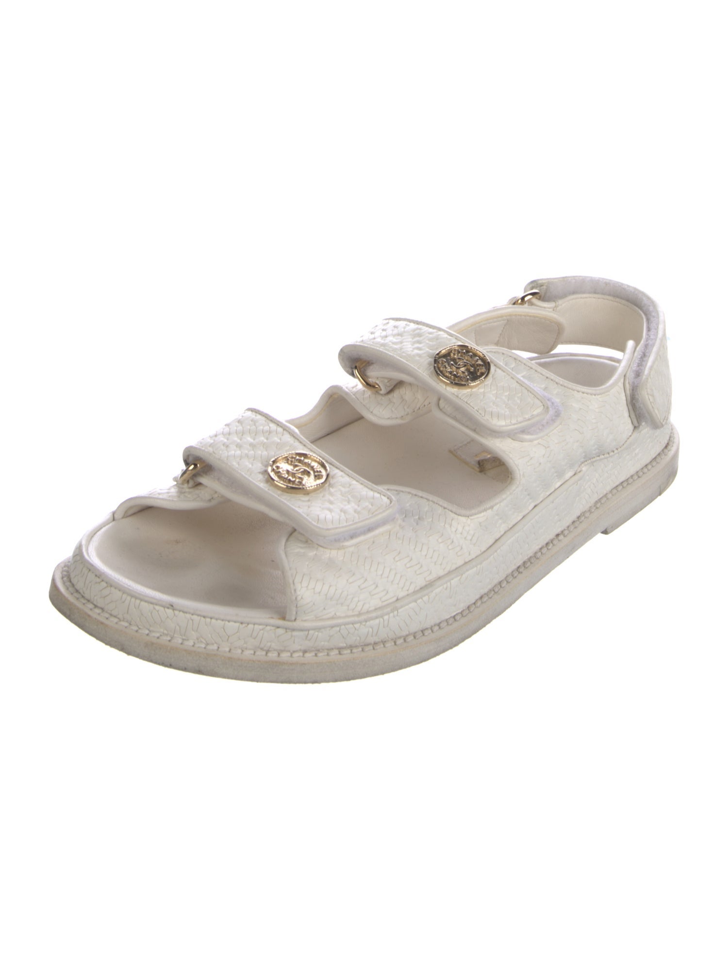 Chanel Interlocking CC Logo Leather Sandals