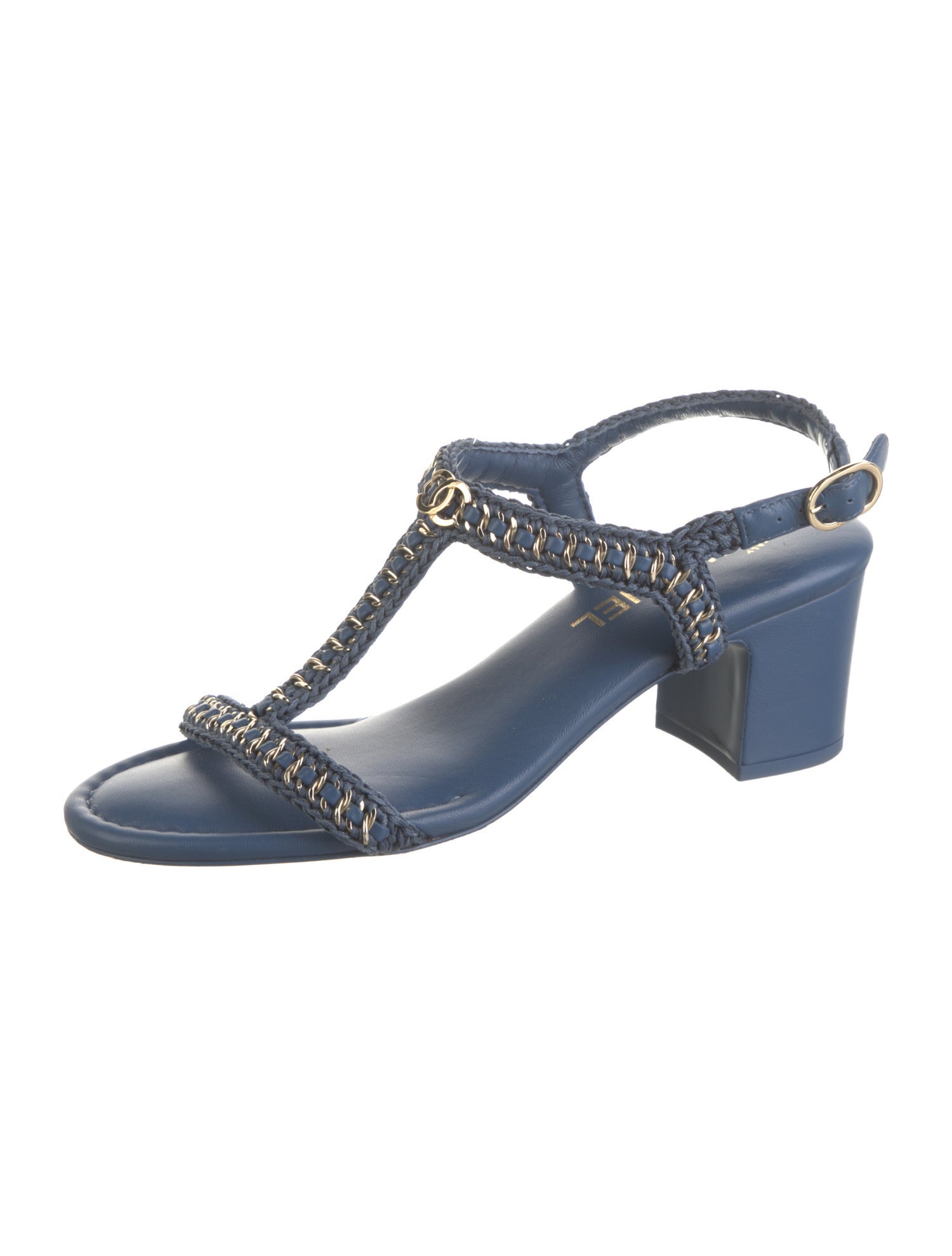 Chanel 2022 Interlocking CC Logo T-Strap Sandals