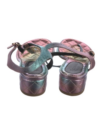 Chanel 2020 Interlocking CC Logo T-Strap Sandals