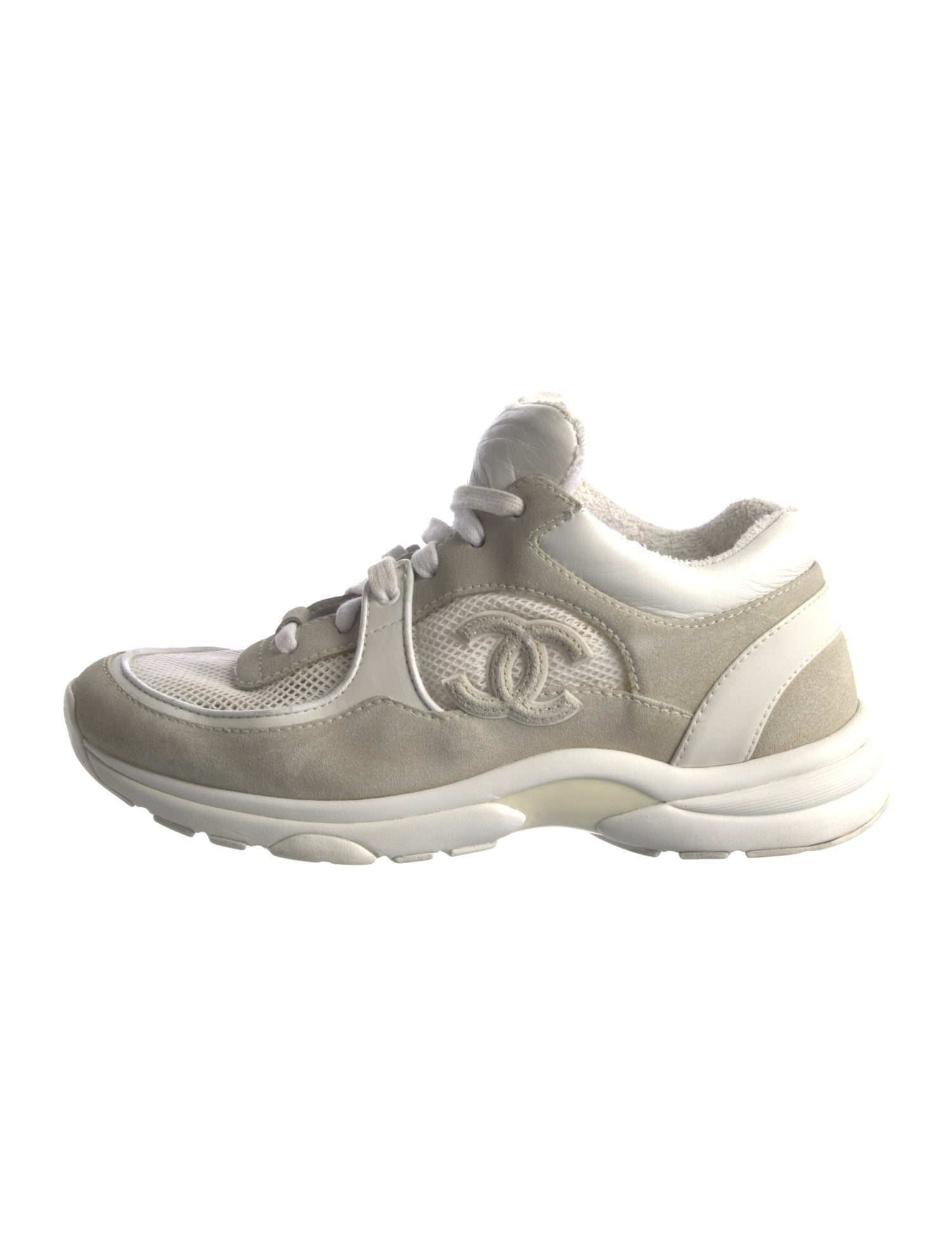 Chanel Interlocking CC Logo Suede Sneakers