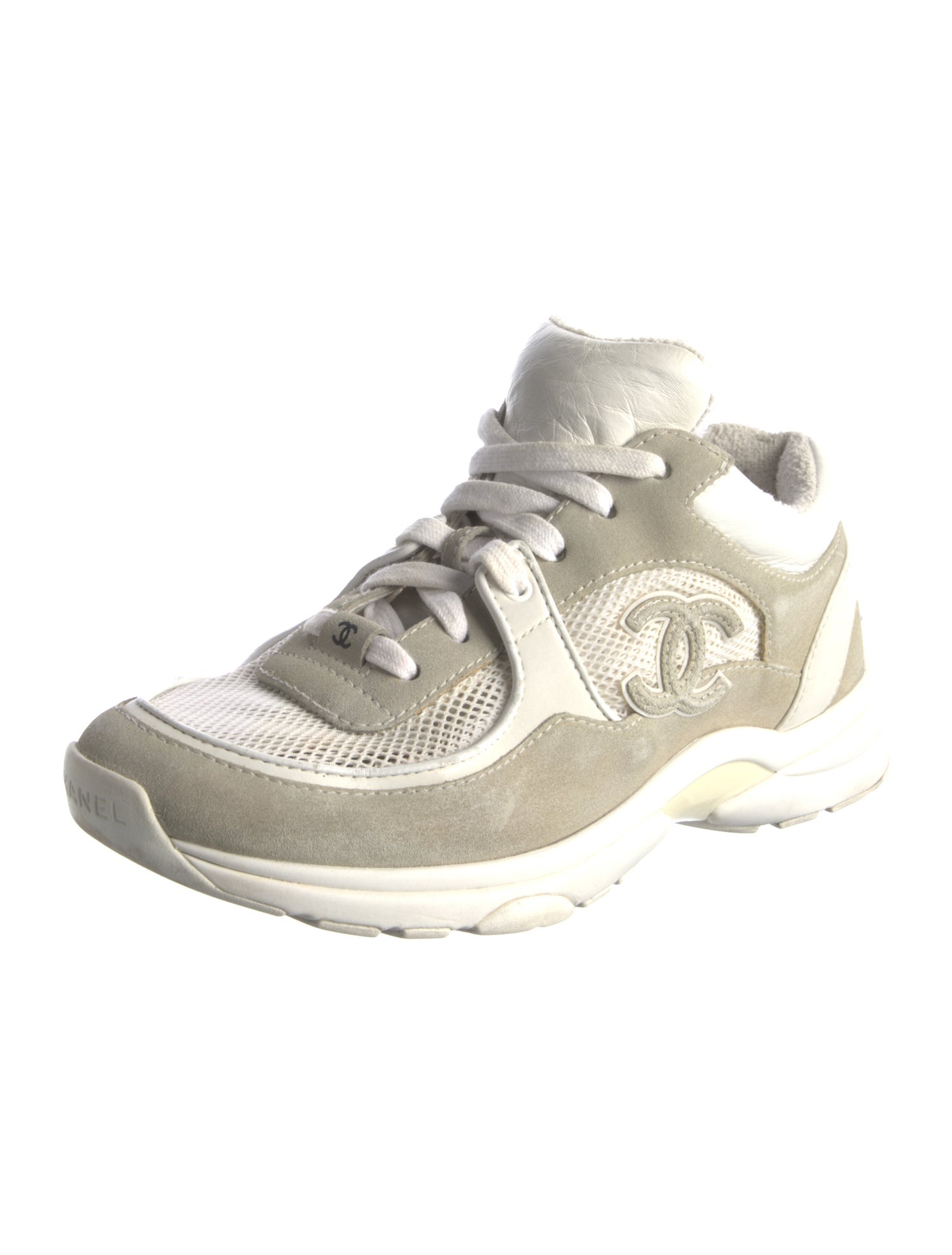 Chanel Interlocking CC Logo Suede Sneakers