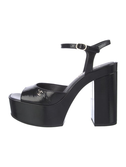 Chanel Interlocking CC Logo Leather Sandals