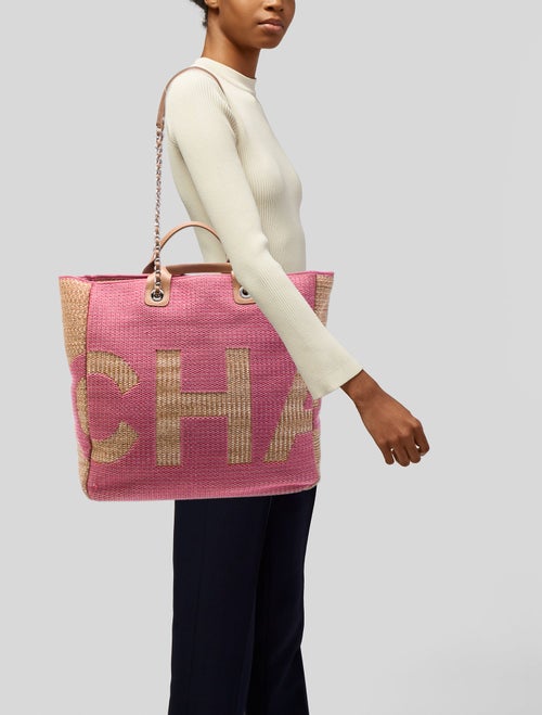 Chanel Raffia Maxi Deauville Shopping Tote