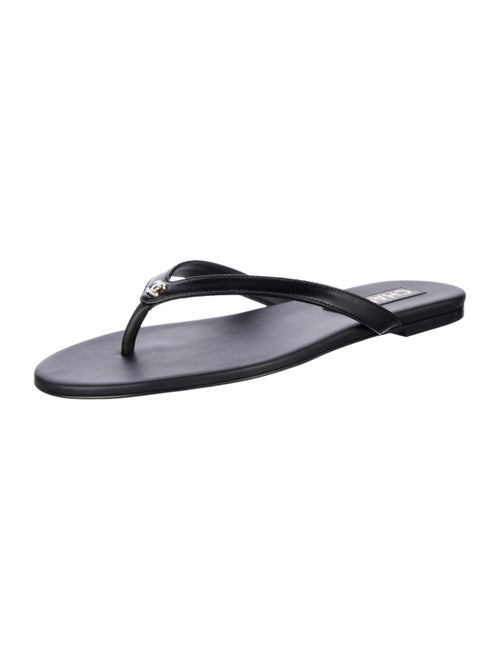 Chanel Interlocking CC Logo Leather Flip Flops