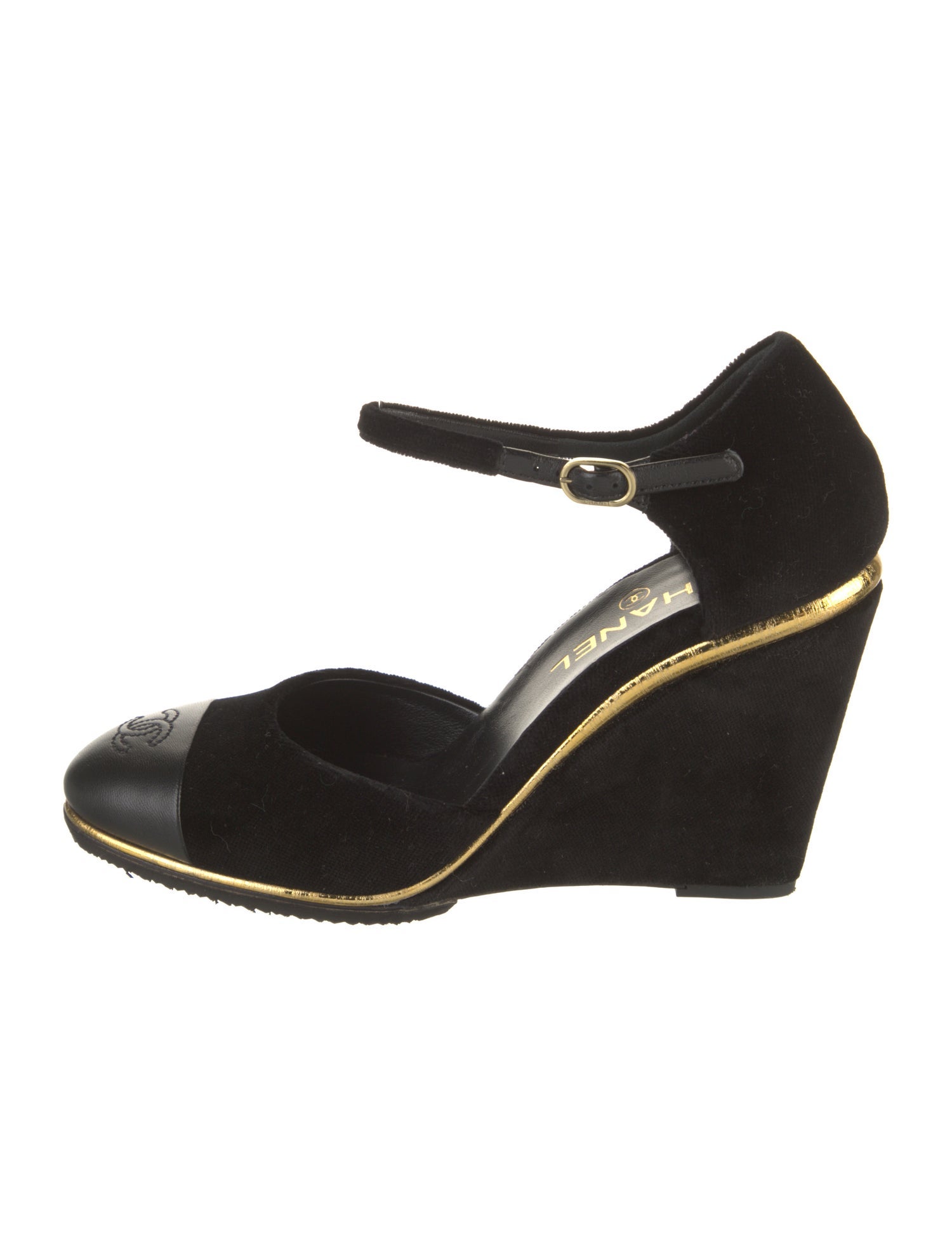 Chanel Interlocking CC Logo Velvet D'Orsay Pumps