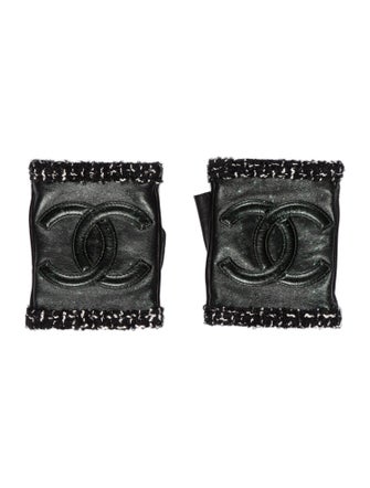 Chanel Lambskin Tweed CC Fingerless Gloves