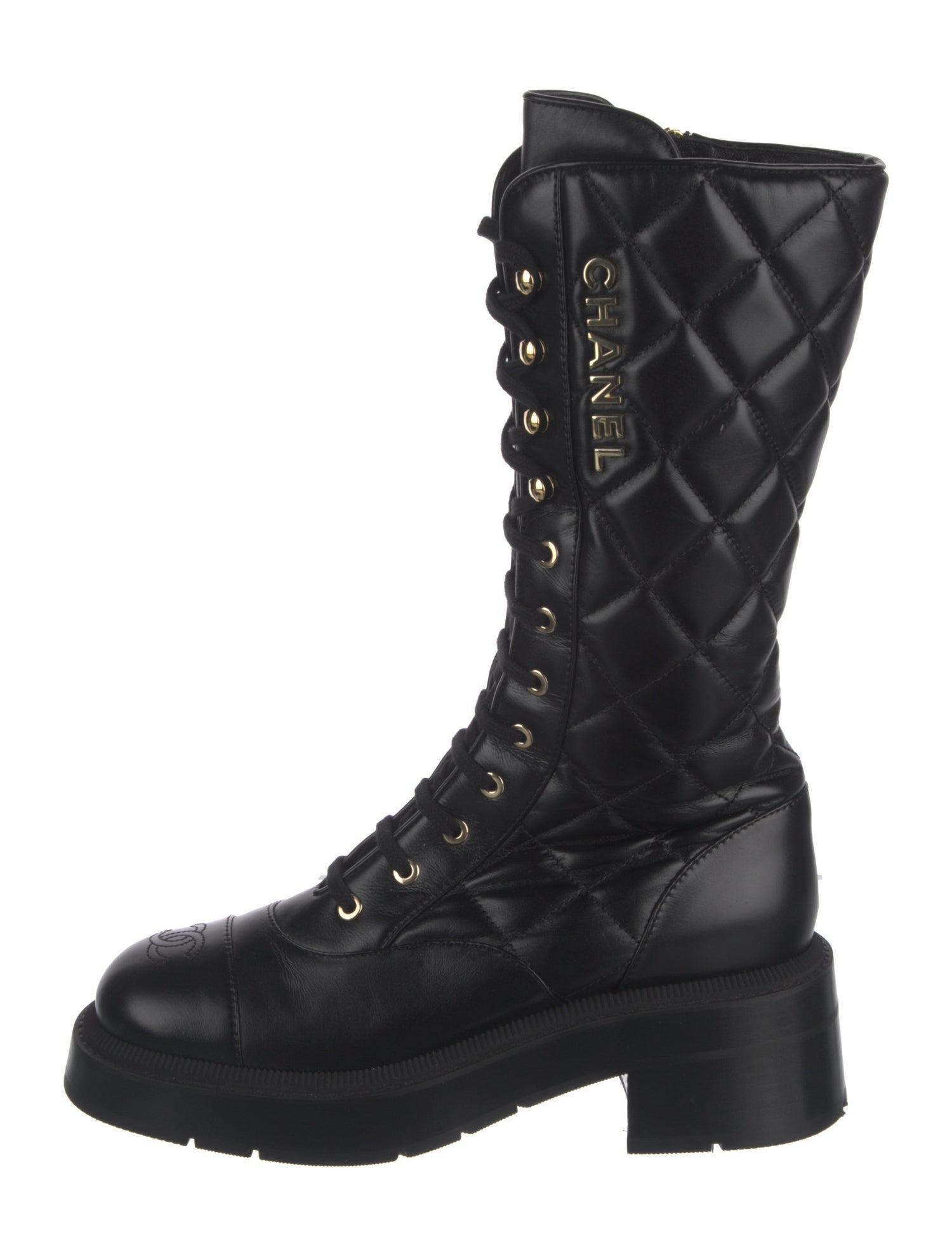 Chanel 2024 Interlocking CC Logo Combat Boots
