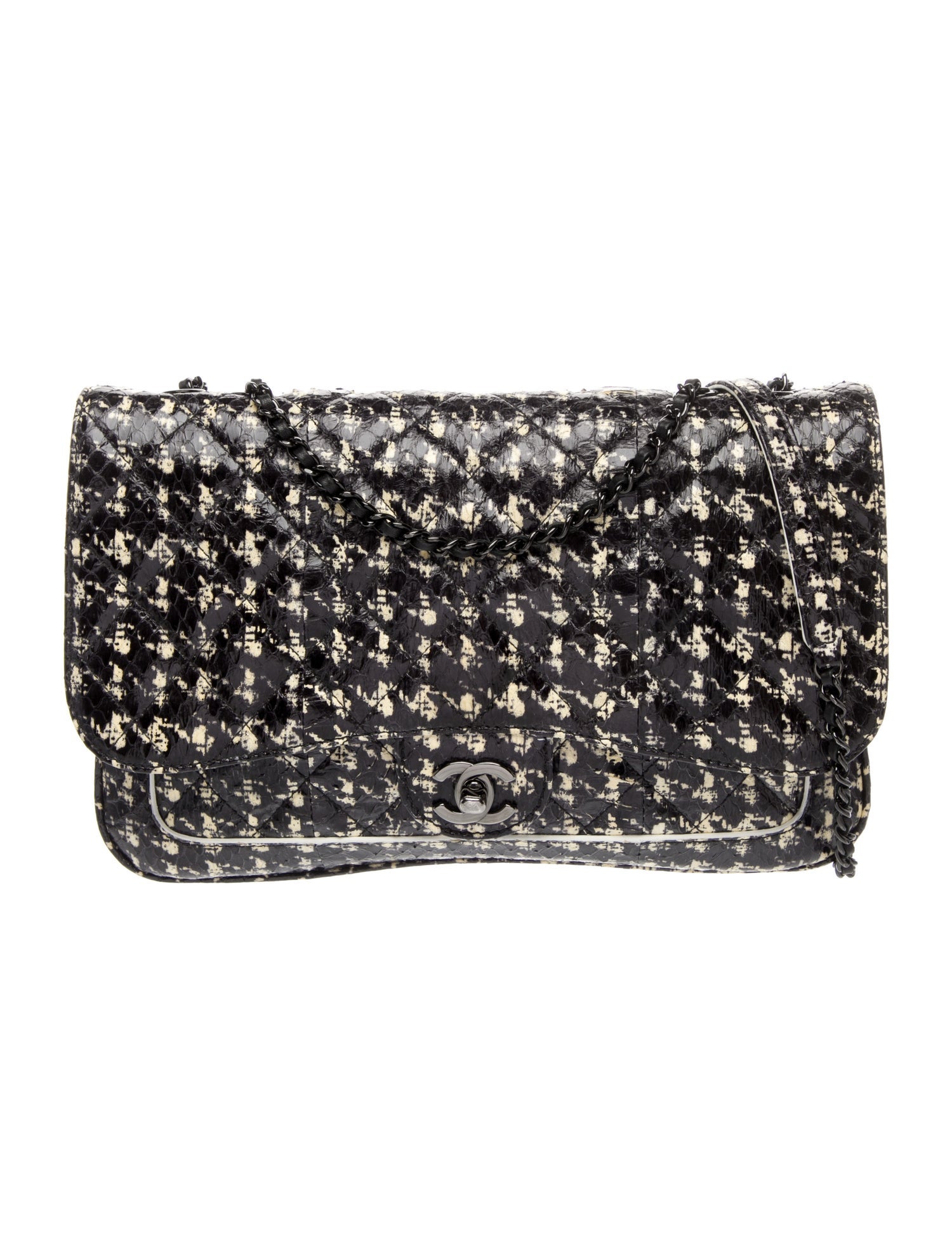 Chanel Houndstooth Python Flap Bag