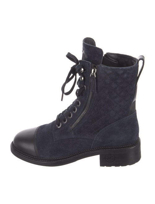 Chanel Interlocking CC Logo Suede Combat Boots