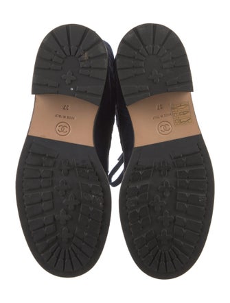 Chanel Interlocking CC Logo Suede Combat Boots