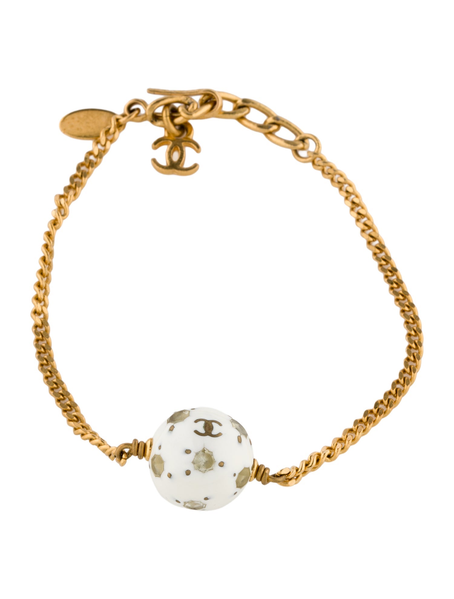 Chanel Vintage Strass & Enamel CC Ball Charm Bracelet