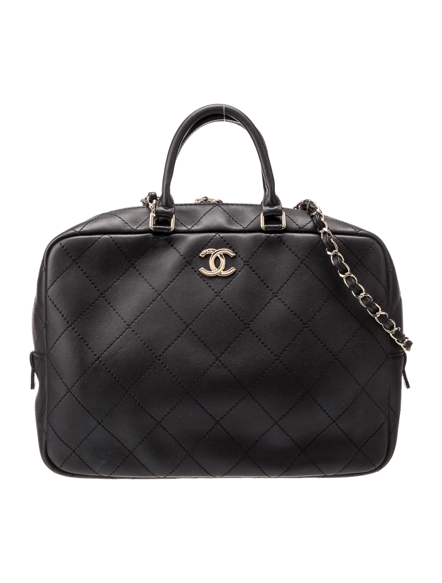 Chanel Diamond Stitched Top Handle Bowling Bag