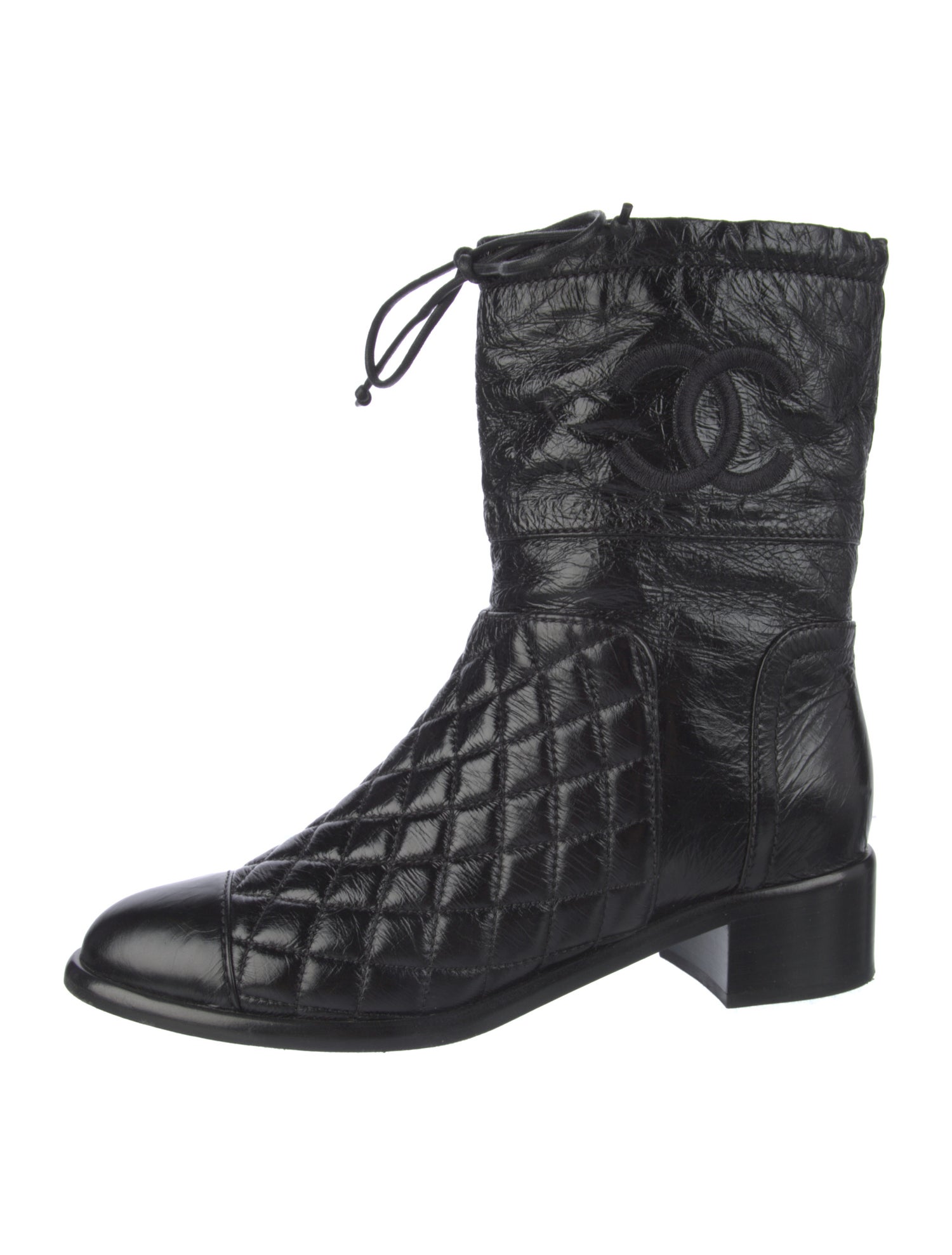 Chanel Interlocking CC Logo Leather Combat Boots