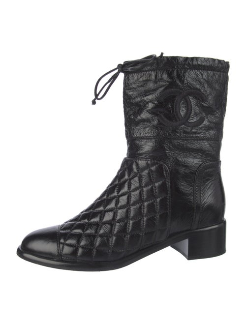 Chanel Interlocking CC Logo Leather Combat Boots