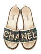 Chanel Chain-Link Accent Tweed Slides