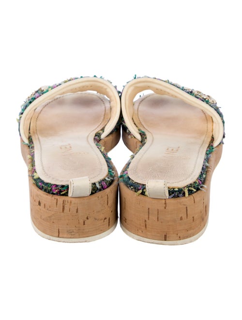 Chanel Chain-Link Accent Tweed Slides