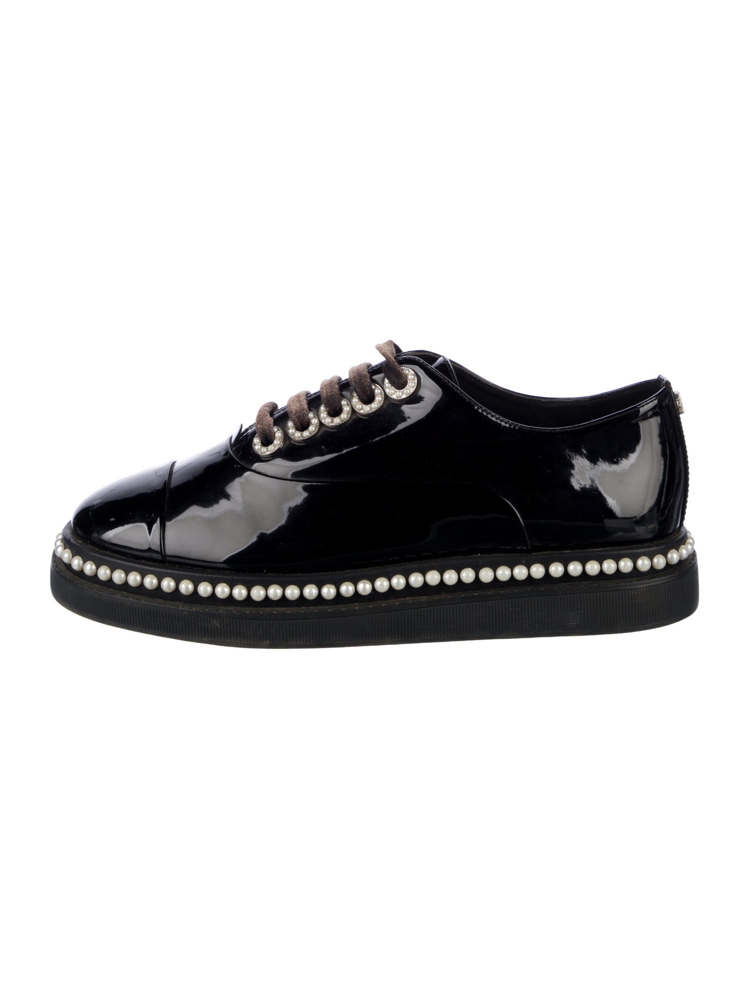Chanel Interlocking CC Logo Patent Leather Sneakers