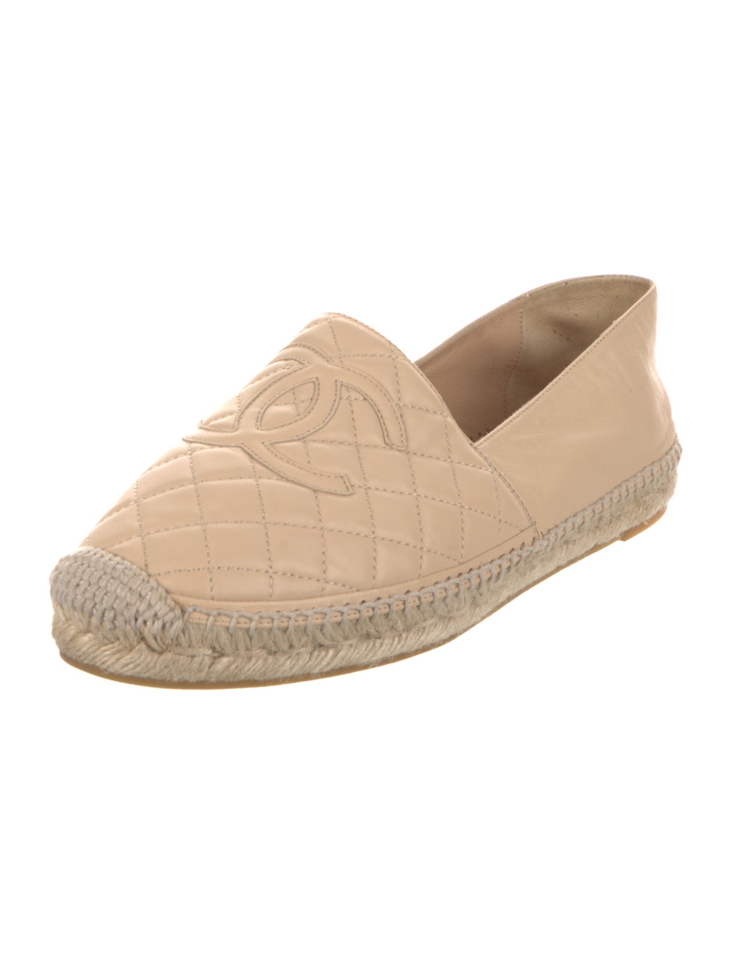 Chanel Interlocking CC Logo Leather Espadrilles