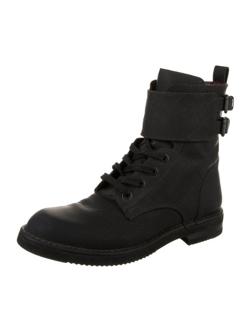 Chanel Interlocking CC Logo Suede Combat Boots