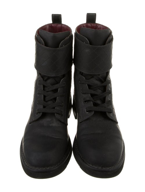 Chanel Interlocking CC Logo Suede Combat Boots