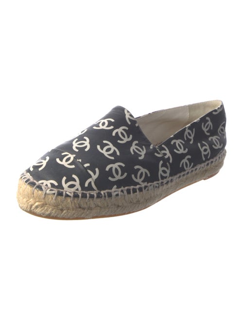 Chanel Interlocking CC Logo Leather Espadrilles