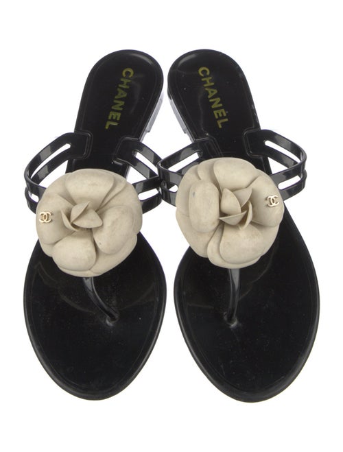 Chanel Interlocking CC Logo Rubber Slides