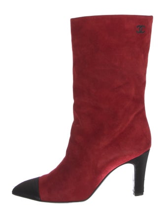 Chanel Suede Colorblock Pattern Boots