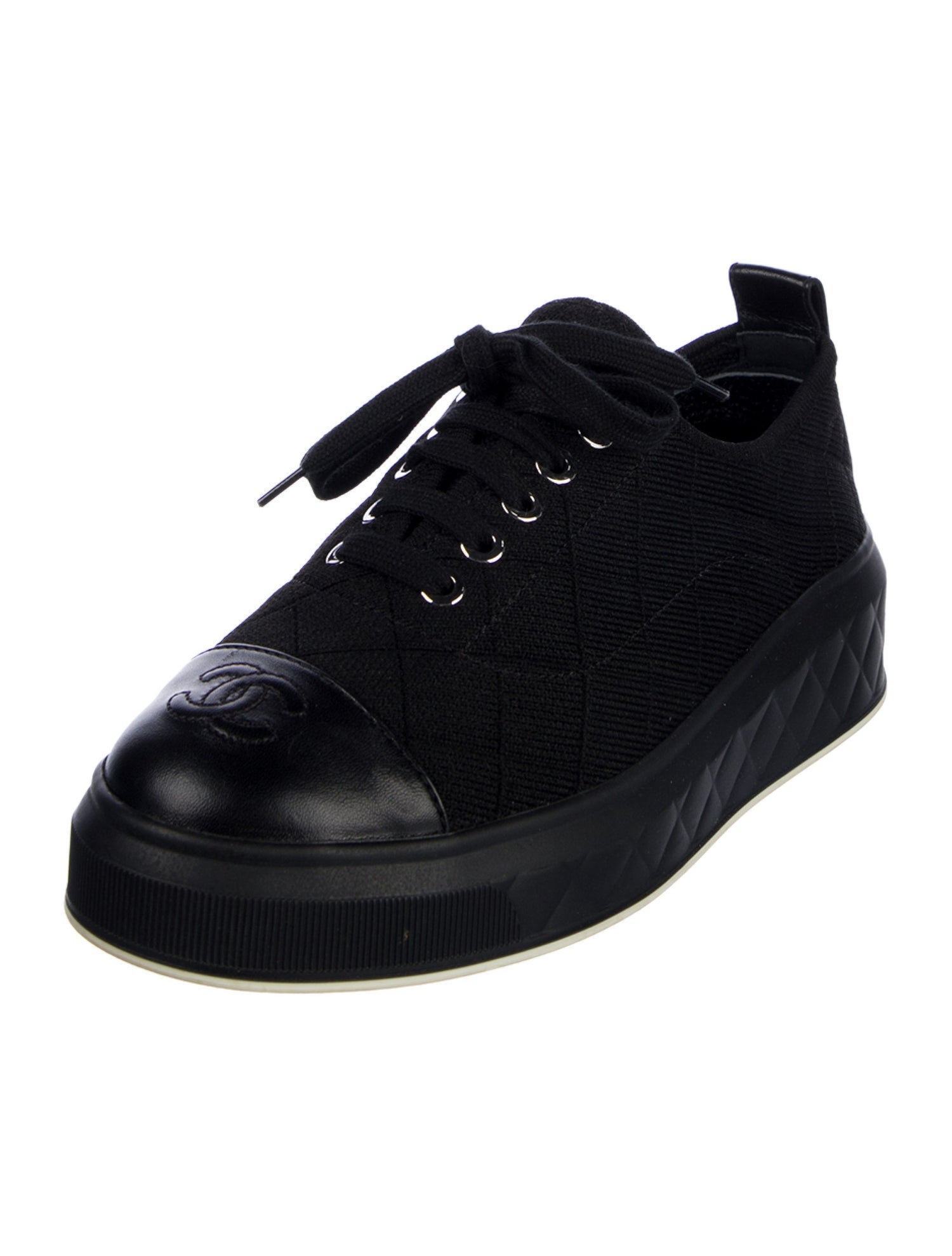 Chanel Interlocking CC Logo Leather Sneakers