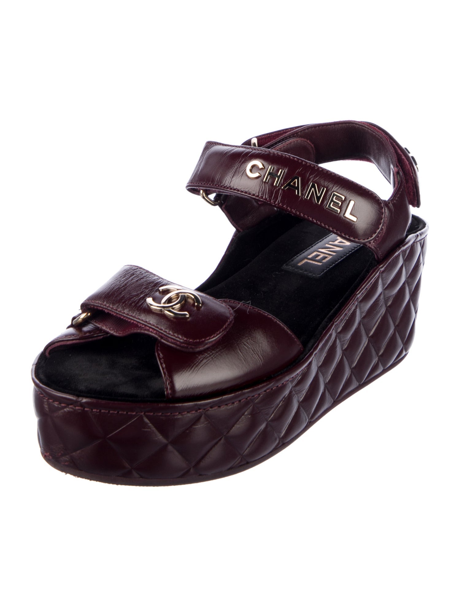 Chanel Interlocking CC Logo Leather Espadrilles