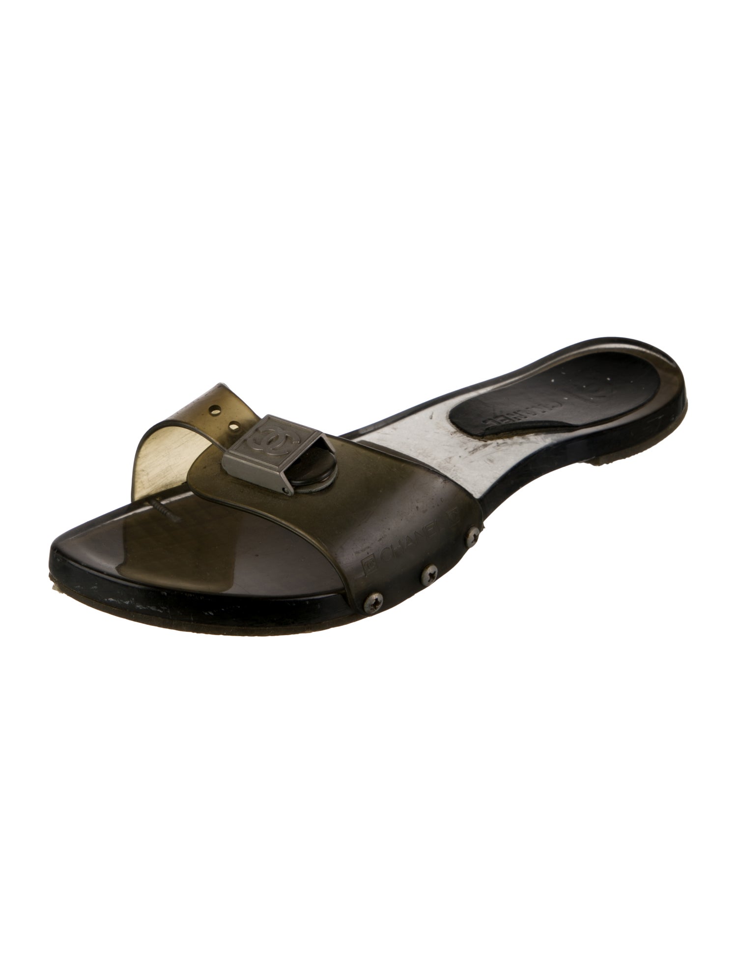 Chanel Vintage Interlocking CC Logo Slides