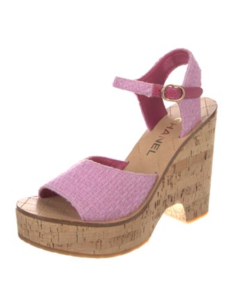 Chanel Tweed Pattern Tweed Sandals