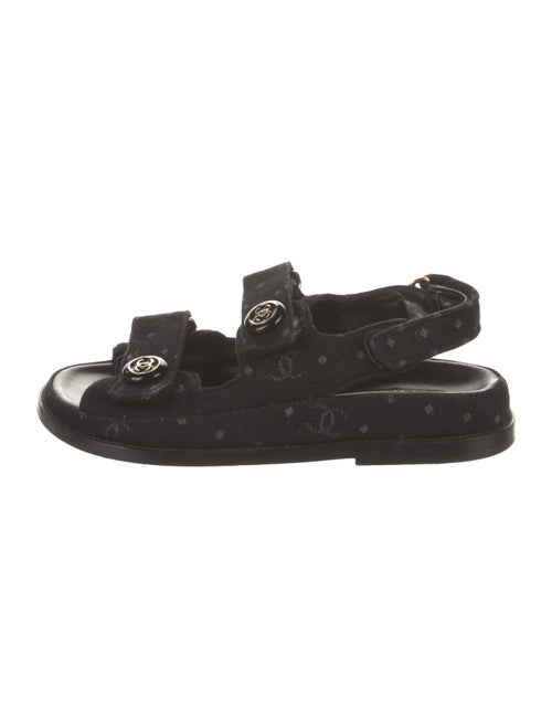 Chanel Interlocking CC Logo Denim Slingback Sandals