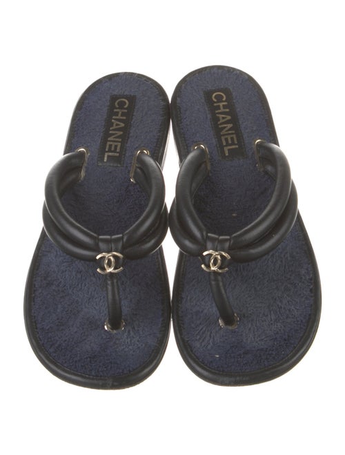 Chanel 2022 Interlocking CC Logo Flip Flops