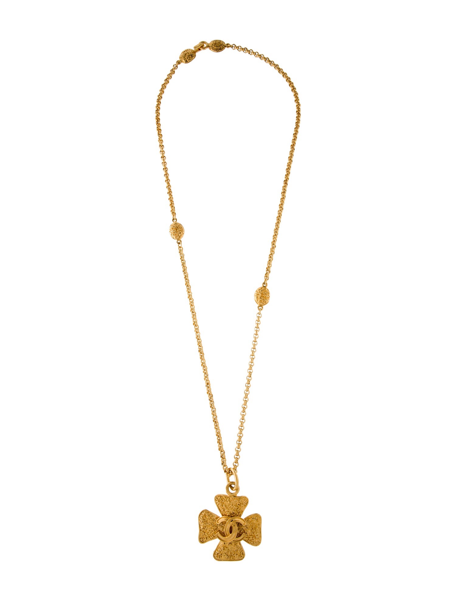 Chanel Vinage CC Maltese Cross Pendant Necklace