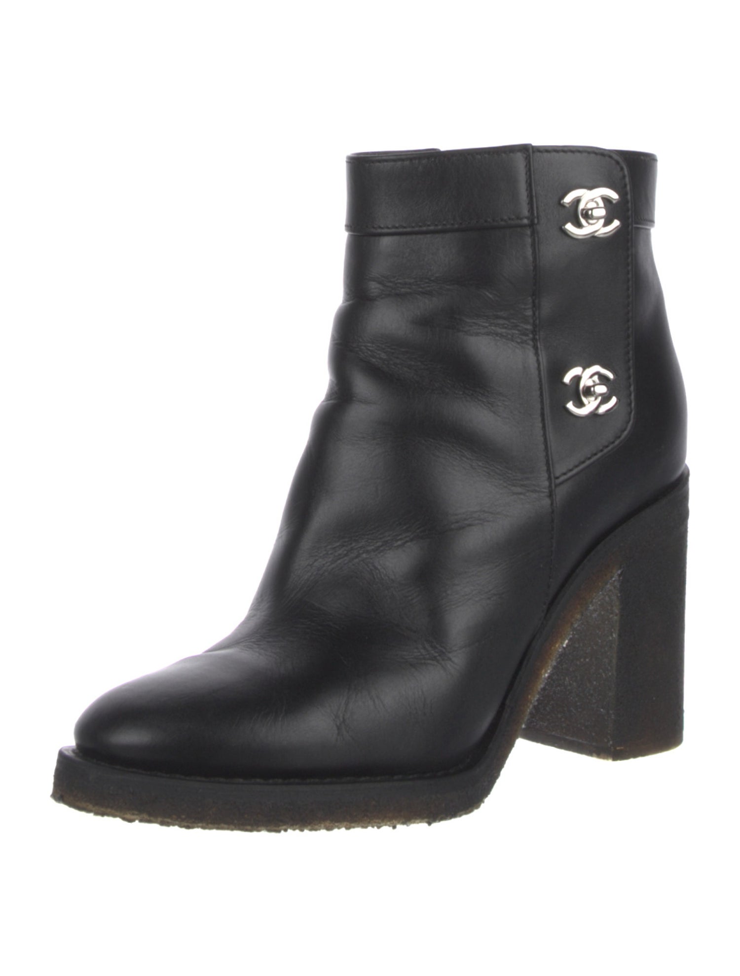 Chanel Interlocking CC Logo Leather Boots